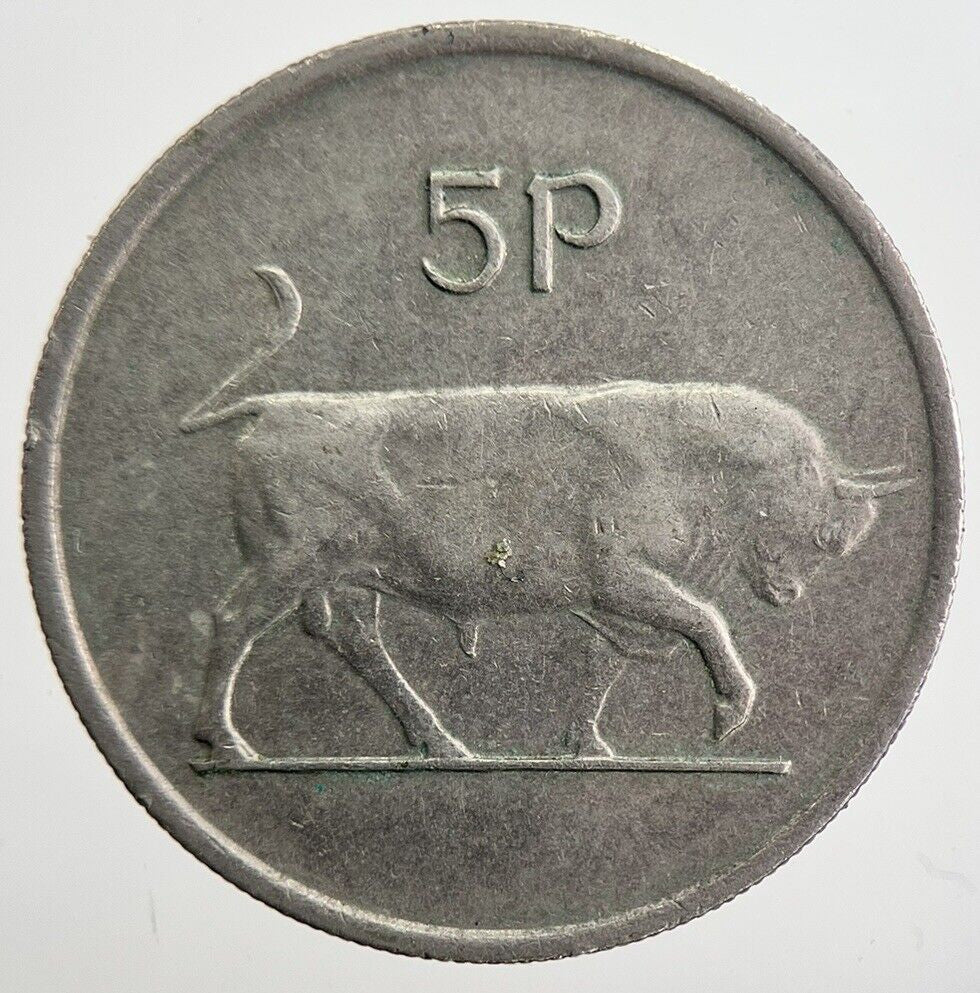 1975 Irish Bull 5p 5 Five - Pence Coin | Very High Grade | a7045