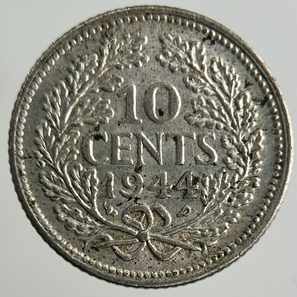 1944 Netherlands 10 Cents Silver Coin | Fine Collectable Grade
