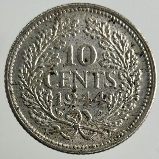 1944 Netherlands 10 Cents Silver Coin | Fine Collectable Grade
