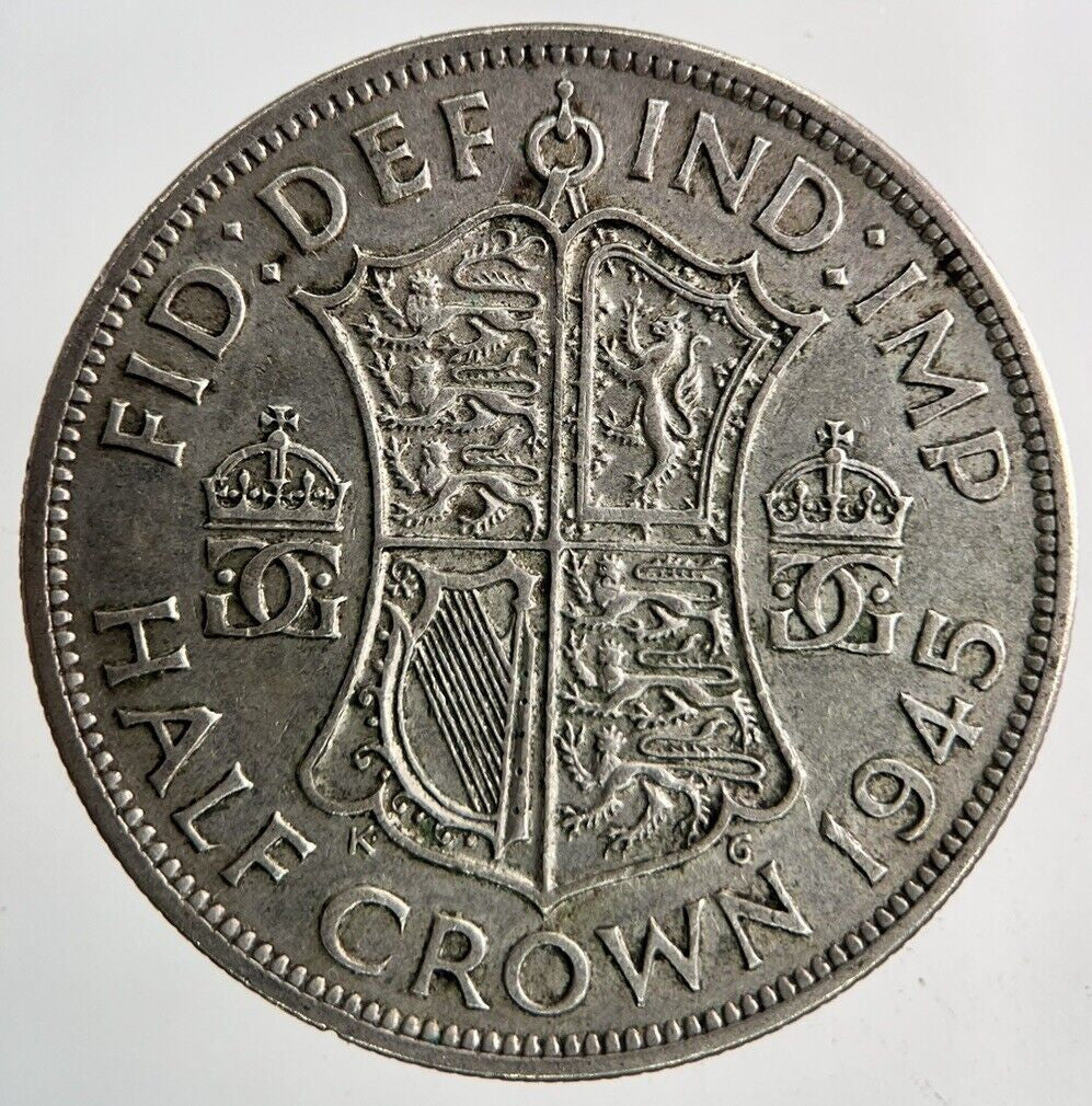 1945 George VI Half - Crown Silver Coin | Fine Collectable Grade