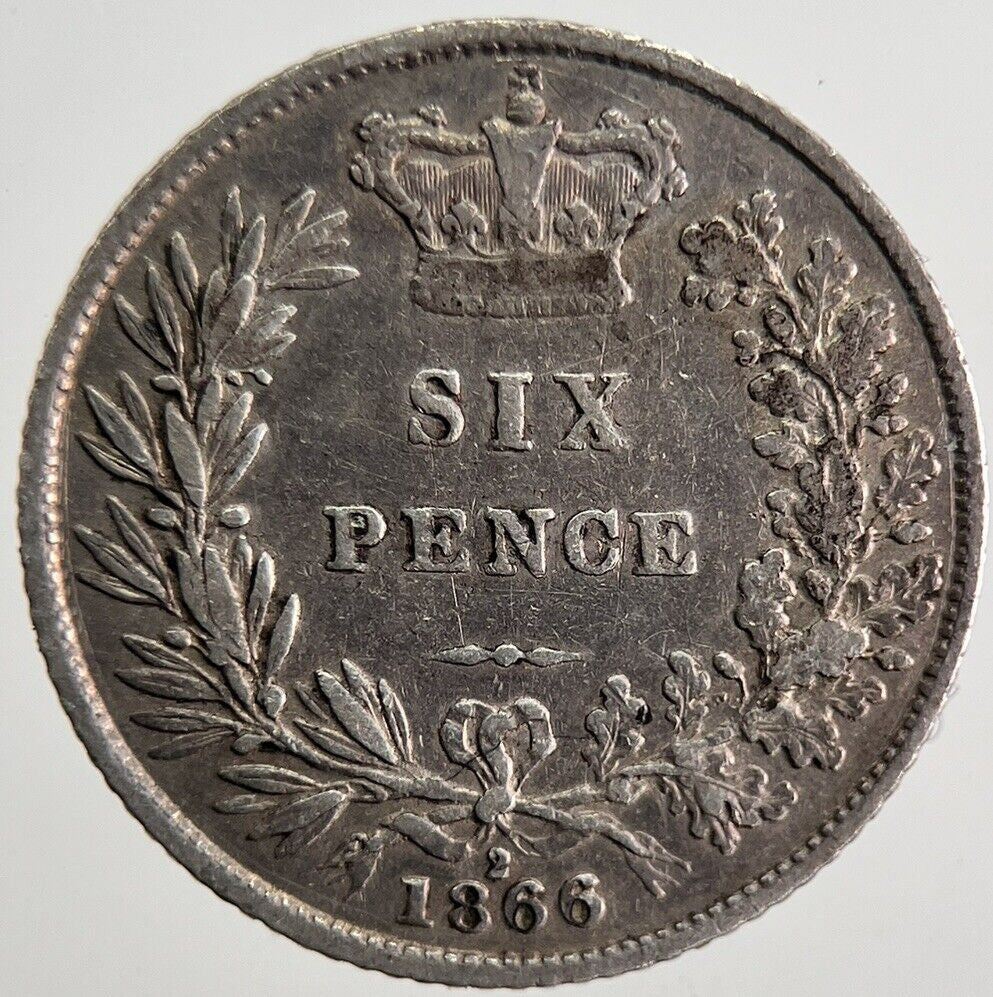 1866 Die-2 Victoria Six-Pence Silver Coin | Fine Collectable Grade | a1090