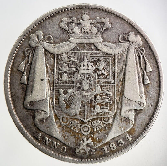 1834 William IV Half - Crown Silver Coin | Fine Collectable Grade