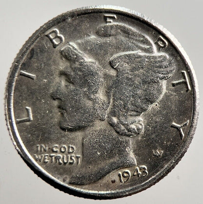 1943 - S US USA Mercury Dime Silver Coin | Collectable Grade | a3559