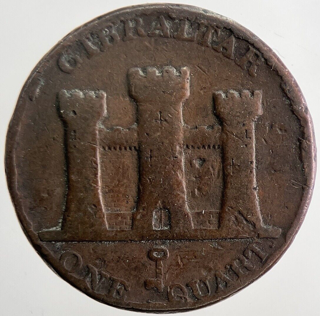 1842 Gibraltar One Quart Coin | Fine Collectable Grade | a5253